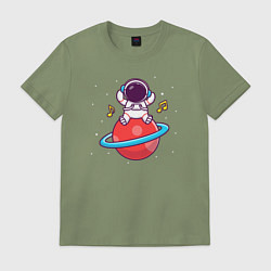 Футболка хлопковая мужская Музыка на Сатурне, цвет: авокадо