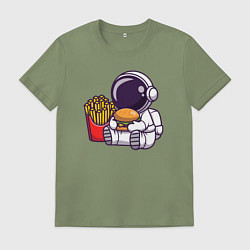 Футболка хлопковая мужская Голодный космонавт, цвет: авокадо
