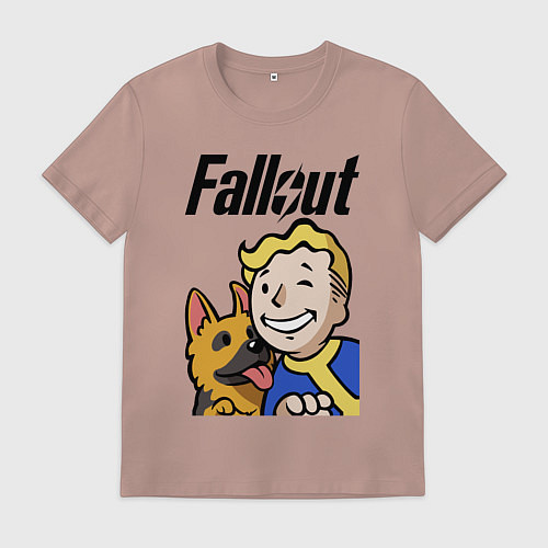 Мужская футболка Vault boy and shepherd / Пыльно-розовый – фото 1