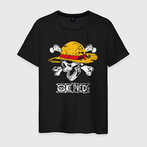 Мужская футболка One piece череп в соломенной шляпе / Черный – фото 1