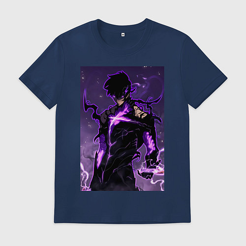 Мужская футболка Поднятие уровня в одиночку Джину Сон теневая броня / Тёмно-синий – фото 1