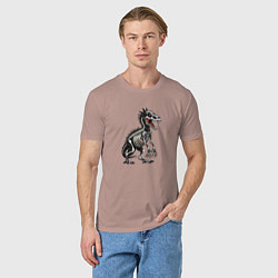 Футболка хлопковая мужская Скелет доисторического динозавра, цвет: пыльно-розовый — фото 2