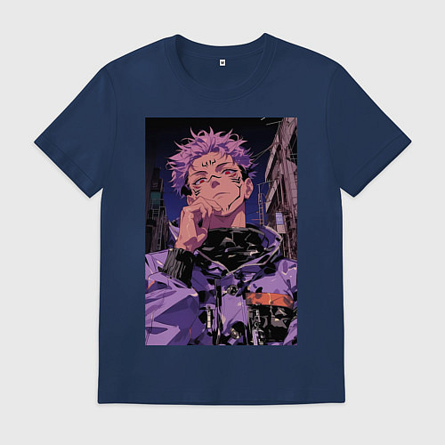 Мужская футболка Магическая битва Юдзи Итадори токио / Тёмно-синий – фото 1