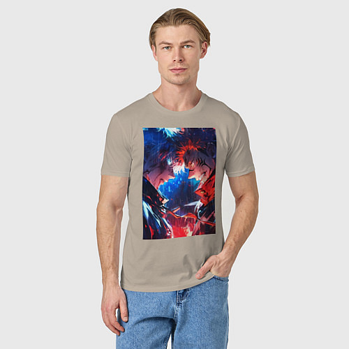 Мужская футболка Магическая битва Сатору Годзё Сукуна Рёмэн / Миндальный – фото 3