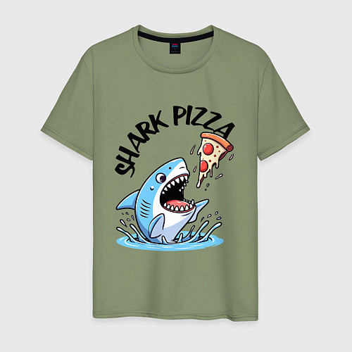 Мужская футболка Shark pizza - ai art fantasy / Авокадо – фото 1