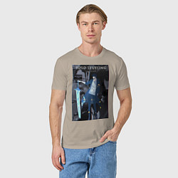 Футболка хлопковая мужская Поднятие уровня в одиночку Джину Сон Пробуждённый, цвет: миндальный — фото 2