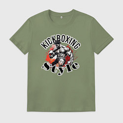 Футболка хлопковая мужская Kickboxing style, цвет: авокадо