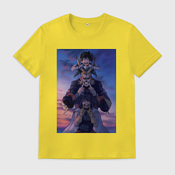 Футболка хлопковая мужская Моя геройская академия Всемогущий Идзуку Мидория, цвет: желтый