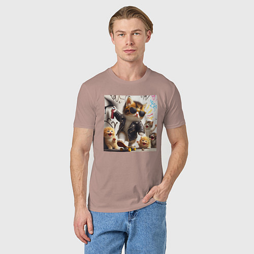 Мужская футболка Кумир среди котят - граффити / Пыльно-розовый – фото 3