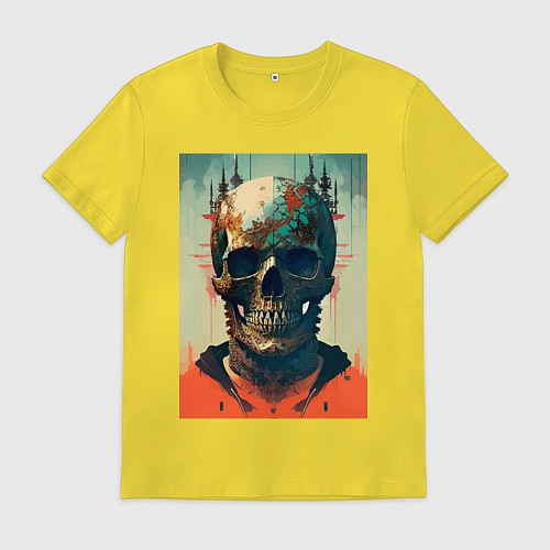 Мужская футболка Ai art skull - fantasy / Желтый – фото 1