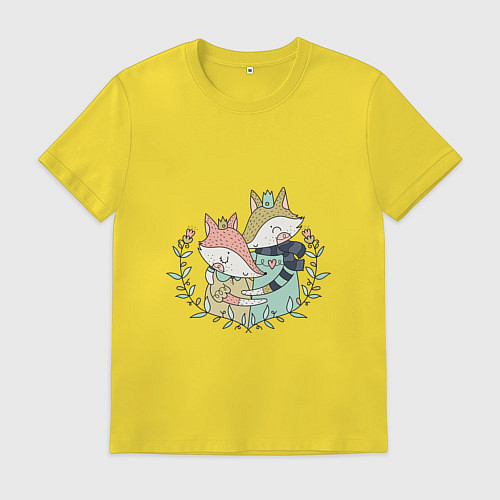 Мужская футболка Влюблённые лисички / Желтый – фото 1
