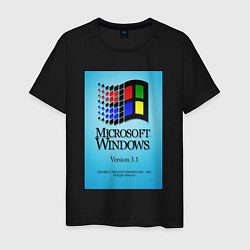 Футболка хлопковая мужская Windows 3, цвет: черный