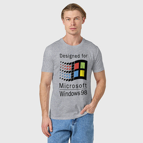 Мужская футболка Разработанный для windows 98 / Меланж – фото 3