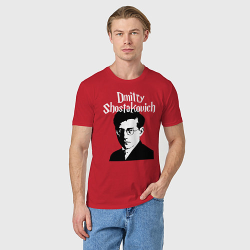 Мужская футболка Дмитрий Шостакович с портретом / Красный – фото 3