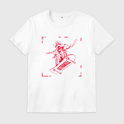 Футболка хлопковая мужская Ultrakill Gabriel on a skateboard, цвет: белый
