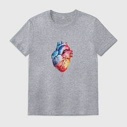 Футболка хлопковая мужская Краски сердца, цвет: меланж