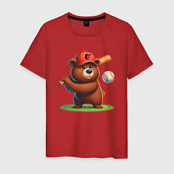 Футболка хлопковая мужская Bear cub batter Baltimore Orioles - ai art, цвет: красный