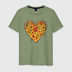Футболка хлопковая мужская Pizza heart, цвет: авокадо