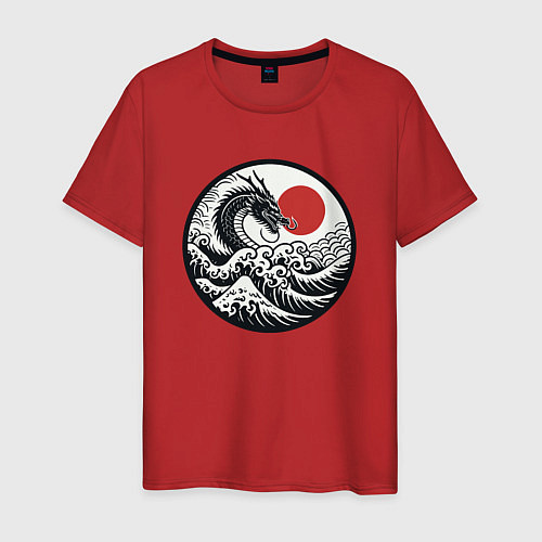 Мужская футболка Дракон в японском ретро стиле / Красный – фото 1