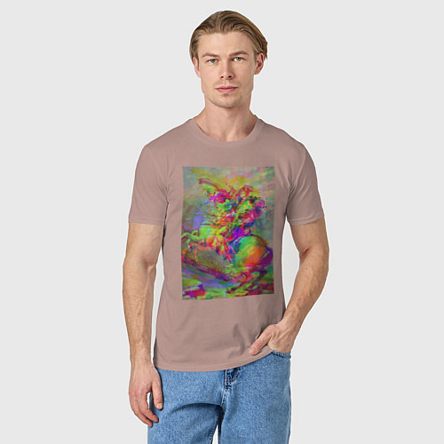 Мужская футболка Бонапарт на перевале Сен-Бернар с глюками / Пыльно-розовый – фото 3