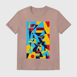 Футболка хлопковая мужская Владимир Ленин - кубизм, цвет: пыльно-розовый