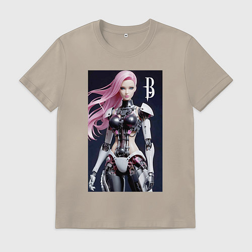 Мужская футболка Cyber Barbie - ai art future / Миндальный – фото 1
