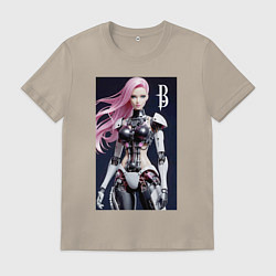 Футболка хлопковая мужская Cyber Barbie - ai art future, цвет: миндальный