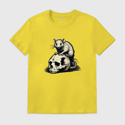 Футболка хлопковая мужская Rat on skull, цвет: желтый