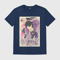 Футболка хлопковая мужская Магическая битва Тодзи Фусигуро сильнейший, цвет: тёмно-синий