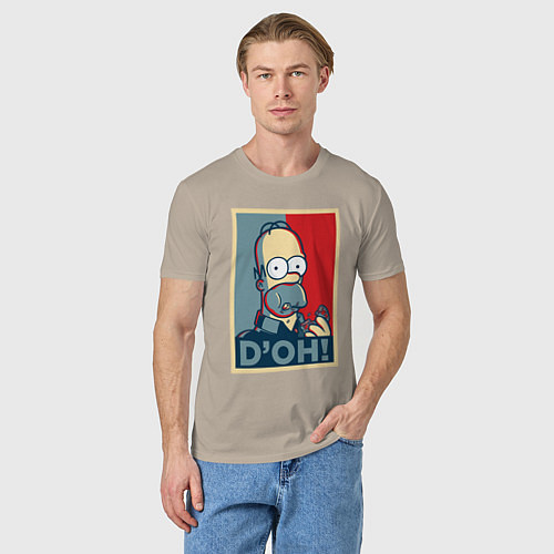 Мужская футболка Homer with donut / Миндальный – фото 3