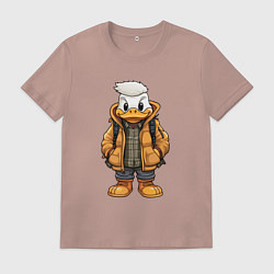 Футболка хлопковая мужская Утёнок в тёплой куртке, цвет: пыльно-розовый