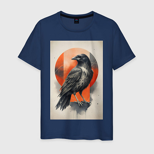 Мужская футболка Силуэт черной ворон / Тёмно-синий – фото 1