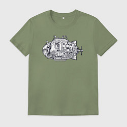 Футболка хлопковая мужская Субмарина мой дом, цвет: авокадо