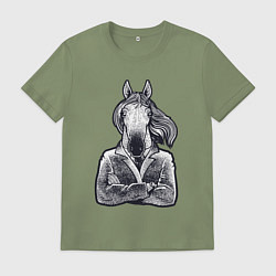 Футболка хлопковая мужская Конь босс, цвет: авокадо