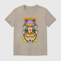 Футболка хлопковая мужская Принцесса ягуар, цвет: миндальный