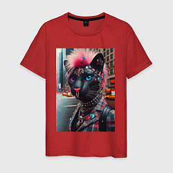 Футболка хлопковая мужская Голубоглазая пантера модница из Нью-Йорка - нейрос, цвет: красный
