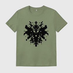 Футболка хлопковая мужская Тест Роршаха - психоделическая абстракция, цвет: авокадо