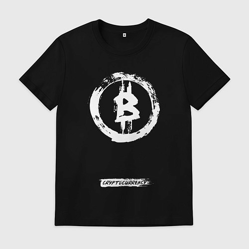 Мужская футболка Биткоин белый - криптовалюта / Черный – фото 1