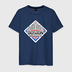 Футболка хлопковая мужская Массачусетс Бостон, цвет: тёмно-синий