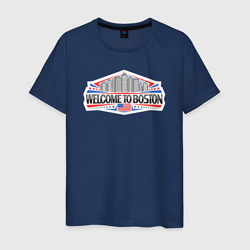 Мужская футболка Бостон - добро пожаловать / Тёмно-синий – фото 1