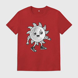 Футболка хлопковая мужская Солнечный человечек, цвет: красный