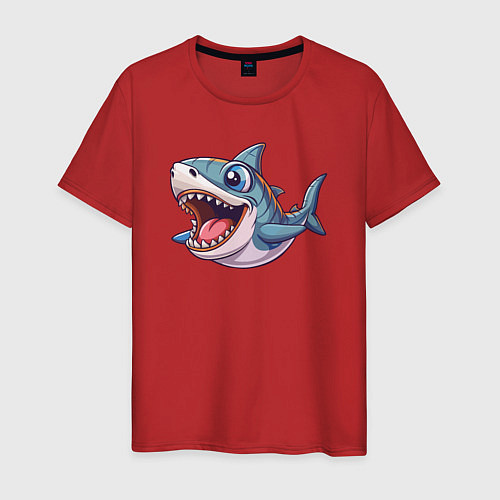 Мужская футболка Позитивная акула / Красный – фото 1