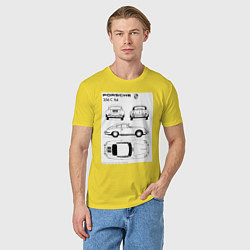 Футболка хлопковая мужская Машина Porsche, цвет: желтый — фото 2