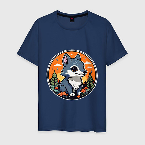 Мужская футболка Звездный волчонок / Тёмно-синий – фото 1
