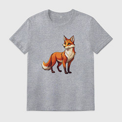 Футболка хлопковая мужская Внимательная лиса, цвет: меланж
