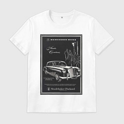 Футболка хлопковая мужская Mercedes-benz ретро, цвет: белый