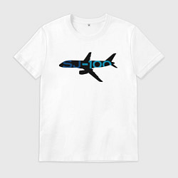 Футболка хлопковая мужская Черный облик Superjet-100 с цветным названием, цвет: белый