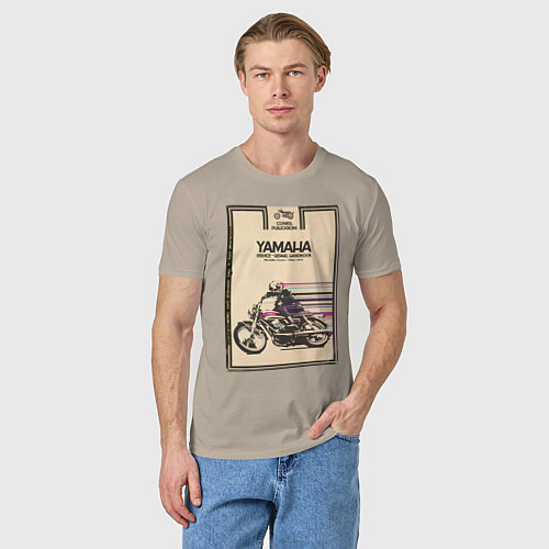 Мужская футболка Мотоцикл Yamaha / Миндальный – фото 3