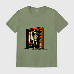 Футболка хлопковая мужская Скелет в шкафу, цвет: авокадо