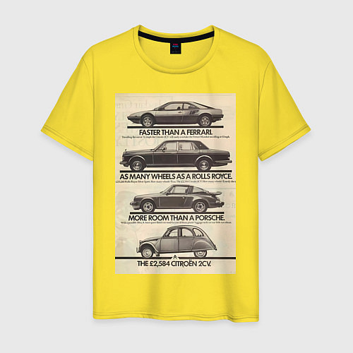 Мужская футболка Citroen автомобиль / Желтый – фото 1